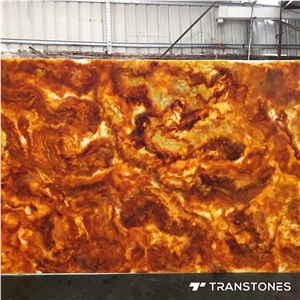 Yellow Translucent Faux Onyx Wall Slabs for Home Decors