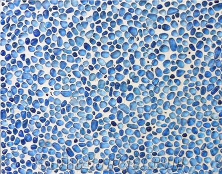 Sky Blue-4904 Glass Pebble Mosaic
