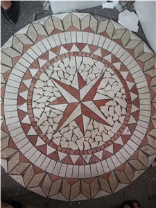 Black Marble Mosaic Tile Round Water Cut Medallion