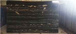 Brazil Nero Portoro Black Marble Slab in China