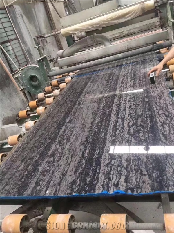 China Black Illusion Marble Slab Tiles Walling Use
