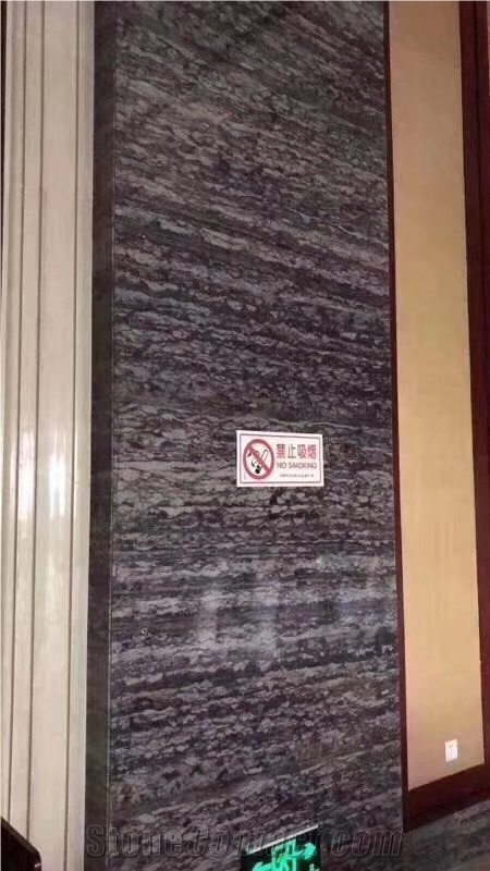 China Black Illusion Marble Slab Tiles Walling Use