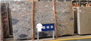 China Forest Grey Marble Slab Tiles Wall Cladding