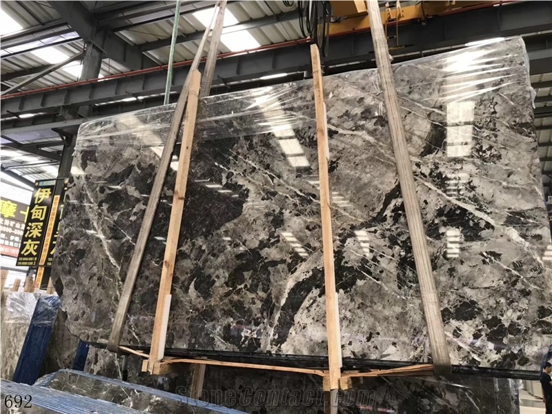 China Panda Grey Marble Slab Tiles Flooring Use