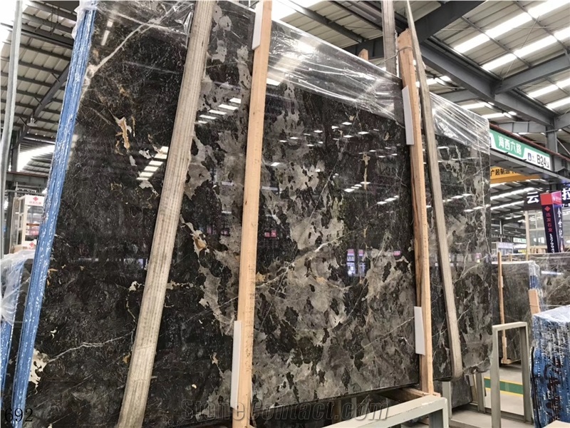 China Panda Grey Marble Slab Tiles Flooring Use