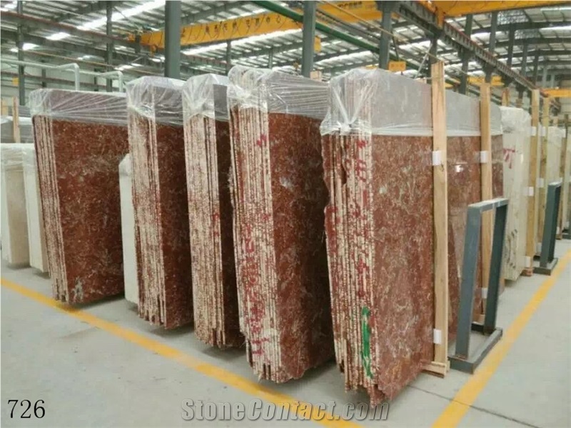 China Rose Red Marble Slab Wall Floor Tiles Use