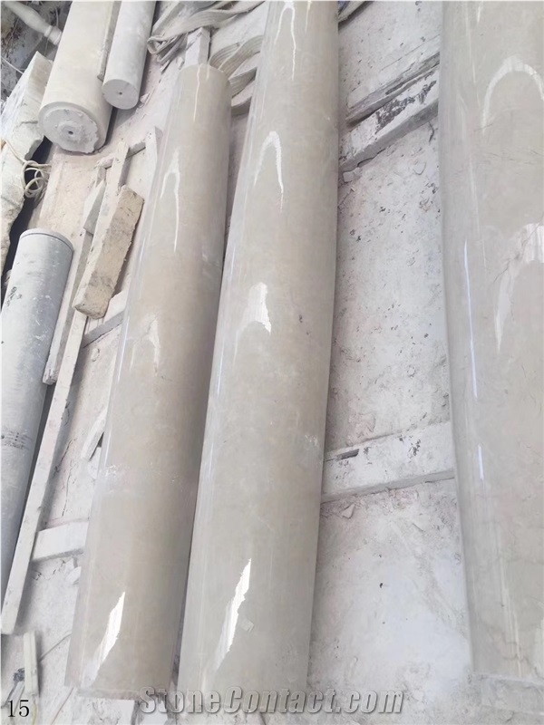 Dehbid Beige Marble Stone Hollow Column Pilasters