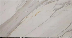 Italy Calacatta White Slab Tiles Marble Pattern