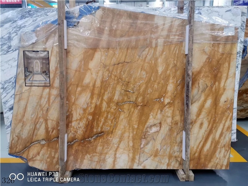 Italy Giallo Seana Golden Marble Slabs for Countertop