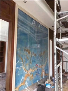 Pakistan Blue Onyx Slab Wall Floor Tiles