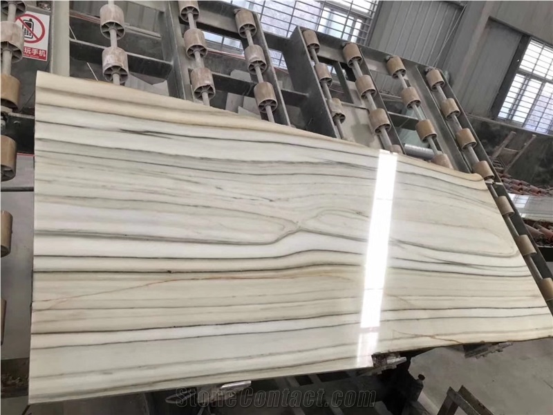 Putin Wood Grain White Marble Flooring Tiles Slabs