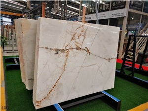 Turkey Elazig White Onyx Slab Wall Floor Tiles Use