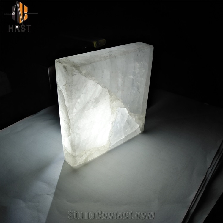 White Crystal Agate Semiprecious Stone Slabs