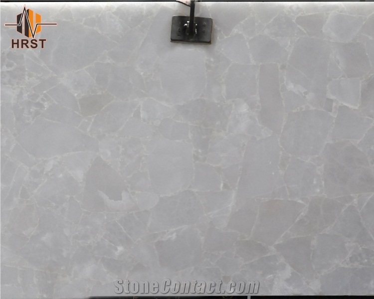 White Crystal Agate Semiprecious Stone Slabs