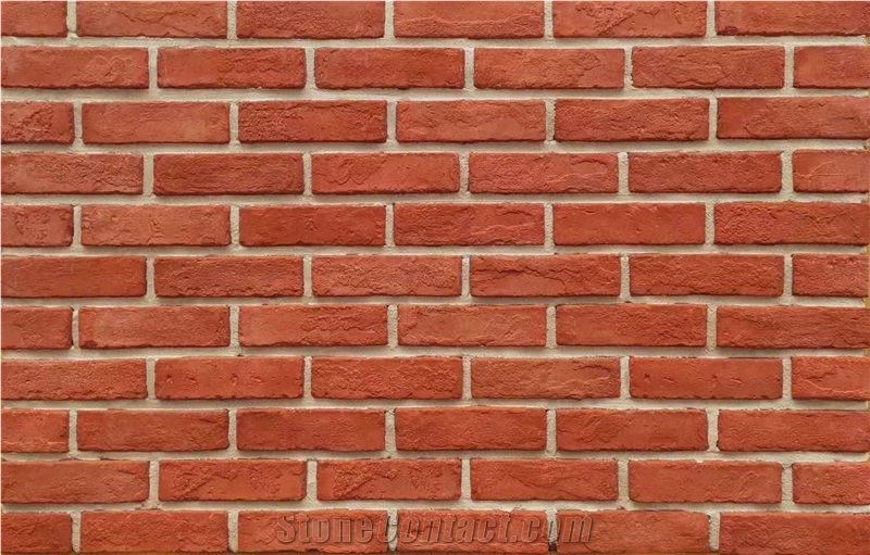 Red Artificial Brick Wall Panel Building Stone