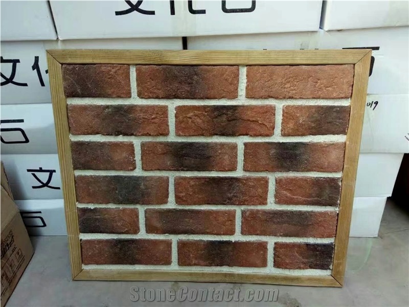 Red Artificial Brick Wall Tiles Interior Stone