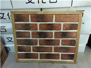 Red Artificial Brick Wall Tiles Interior Stone