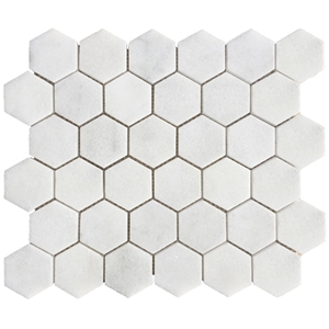 Bianco Carrara Polished Marble Mosaic - 2" Hexagon