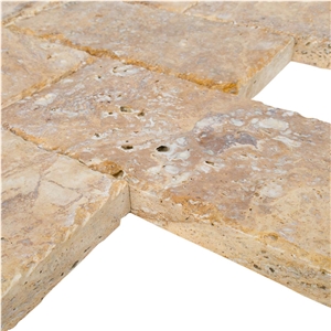 Meandros Gold Yellow Travertine Paver - Honed