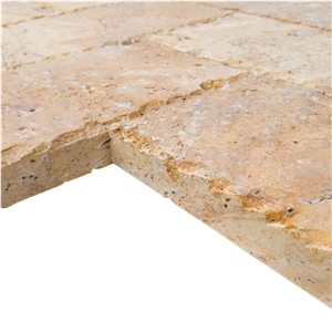 Meandros Gold Yellow Travertine Paver - Honed