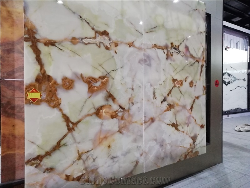 White Jade Onyx Stone Floor Tiles