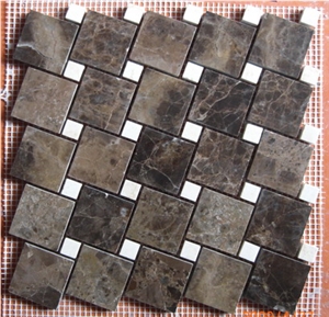 Brown Marble Natural Stone Mosaic Floor Tiles