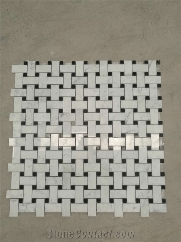 Carrara White Marble Design Brick Wall Mosaic Tile