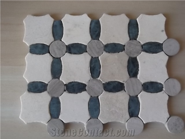 Multicolor Marble Natural Stone Mosaic Floor Tiles