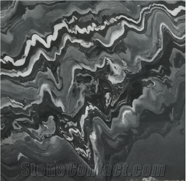 Crystal Black Wooden Marble Slab for Countertop
