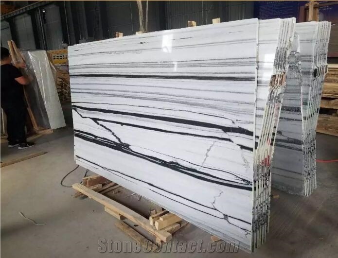 Imported Indian New White Panda Marble with Black