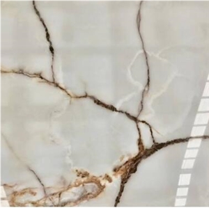 Luxury White Jade with Gold Vein Marble Tile