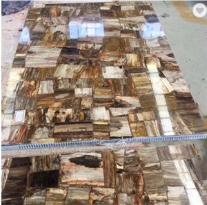 Luxury Wood Fossil Tile Semiprecious Stone Slabs