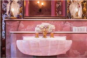 Pink Onyx Slab for Bathroom Tiles