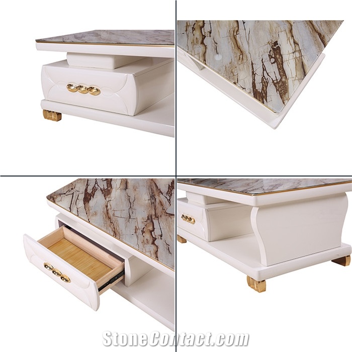 Rectangle Roman Impression Marble Tabletop