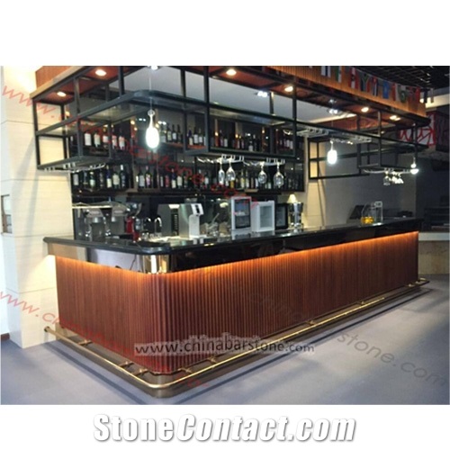 Black Artificial Stone Top Club Cafe Bar Counter