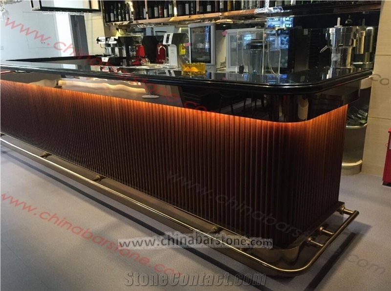 Black Artificial Stone Top Club Cafe Bar Counter
