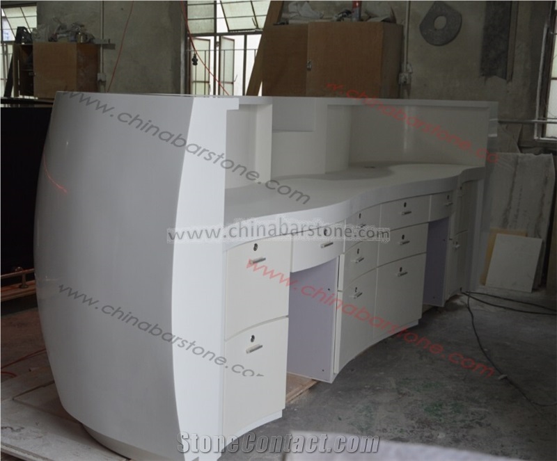 China White Marble Reception Desk Counter
