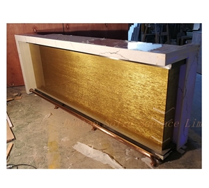 Golden White Led Wine Reception Bar Counter