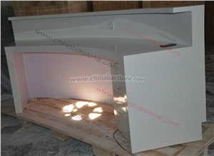 Small Semi Solid Surface White Marble Reception Desk