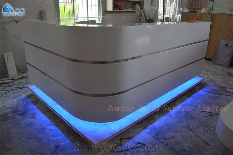 Solid Surface Reception Desk Counter with Led