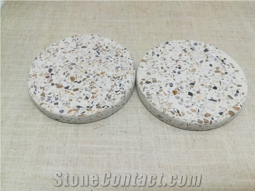 Artificial Stone Cement Terrazzo Decoration Round Cafe Table Tops