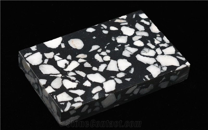 Black Spot Floor Art Cement Terrazzo Tiles