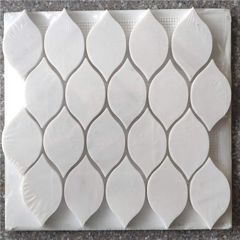 China Best White Floor Waterjet Herringbone Mosaic Pattern