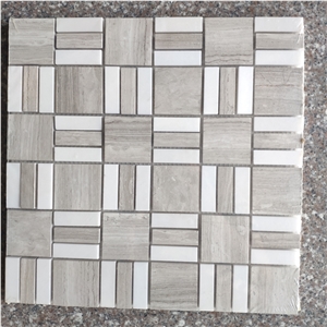 Fan Shaped Marble Mixed Brass Polished Mosaic Tile