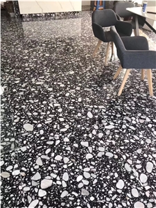 Larger Grain Black Cement Terrazzo Flooring Tiles