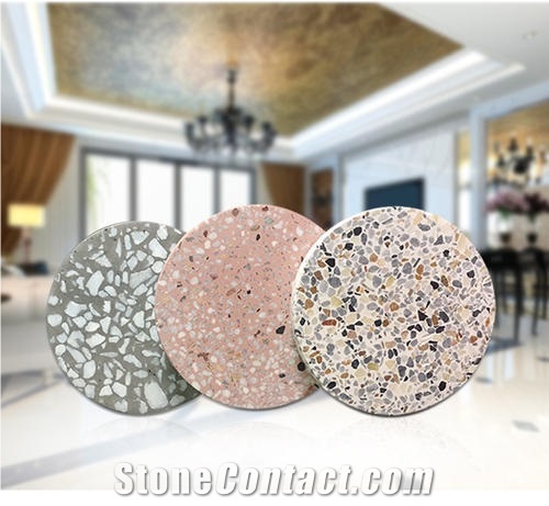 Pink Color Cement Terrazzo Wall Tiles And Flooring