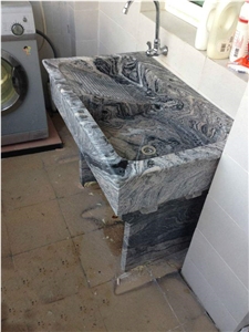 Solid Block Gray Yellow Granite Laundry Tray