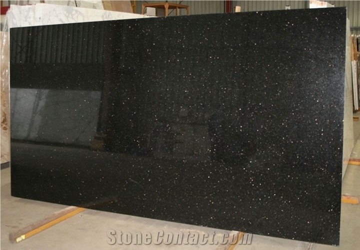 India Star Galaxy Black Granite Slabs Tiles