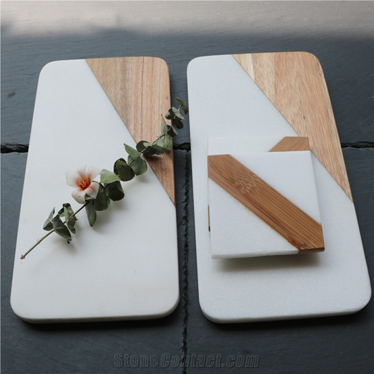Multifunctional Natural Marble Wood Serving Plate