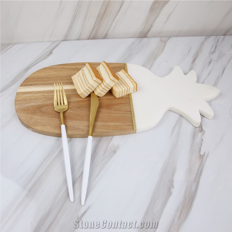 Pineapple Marble and Wood Cheese Board Platter